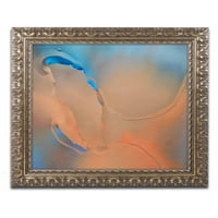 Марка изобразително изкуство 'синьо и оранжево Флоу' платно изкуство от кора Ниле, Златна орнаментирана рамка