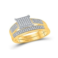 10kt жълто злато, неговото кръгло диамантен квадрат, съвпадащ сватбен комплект cttw