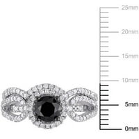 1-Каратов Т. В. черно-бял диамант 10кт Бяло Злато халосен булчински комплект