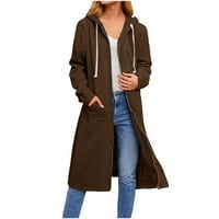 Дамски плюс размери палта и якета есен есен зимни палта разхлабени дълги жилетка с качулка с джобни женски върхове