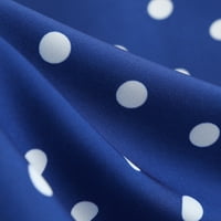 Женски летни рокли за жени свободни парти Polka dot v-образно деколте със средна дължина къса ръкав вечерна рокля рокля Blue xl