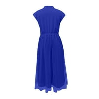 Bazyrey Summer Midi рокли за жени флорални рокли женски V-образно деколте небрежни рокли с дълъг ръкав сини 5xl
