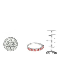 Колекция DazzlingRock Round Ruby & White Diamond Bridal Anniversary Сватбена лента за жени в 14K бяло злато, размер 5