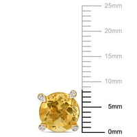 Миабела Дамски 3-Каратов Т. Г. в. цитрин и диамант акцент 10кт жълто злато Мартини Стъд обеци