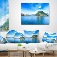 Дизайнарт Лугано езеро Тичино Панорама - плажна възглавница-16х16