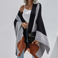 FATUOV Женско палто - Козил с дълъг ръкав сделки за деня днес Prime Outwear Print Fall Black Knit Shawl Cardigan за жени m