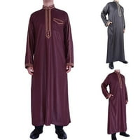 Мъже Jubba Kaftan Thobe Dishdash Саудитска арабска мюсюлманка с дълъг ръкав макси рокля роба