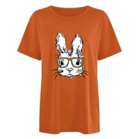 Смешно тениска за зайче за зайче за жени Сладки графични ризи с къс ръкав отгоре свободни удобни екипажи Tees пуловер