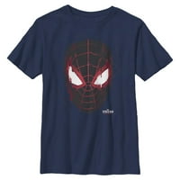 Момче Marvel Spider-Man: Miles Morales Glitch Mask Graphic Tee Navy Blue голям