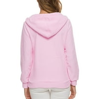 Pxiakgy зимни палта за жени жени с качулка пуловер зимни топло вълнено палто с цип памучно палто outwear розово + l